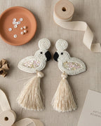 White Flamingo Bead Earring