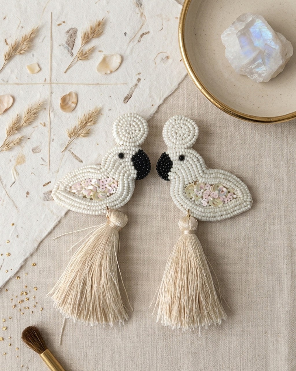 White Flamingo Bead Earring