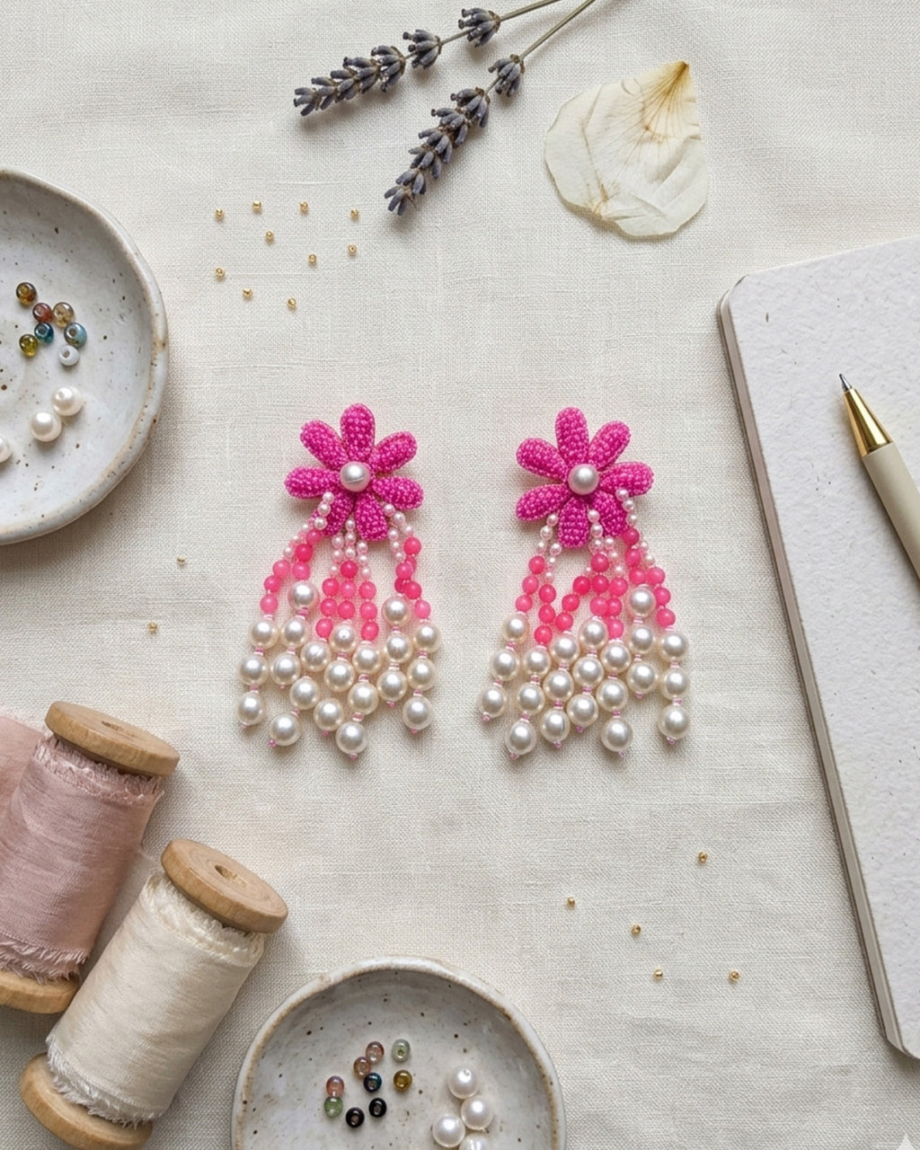 Floral Pearl Drop Earring