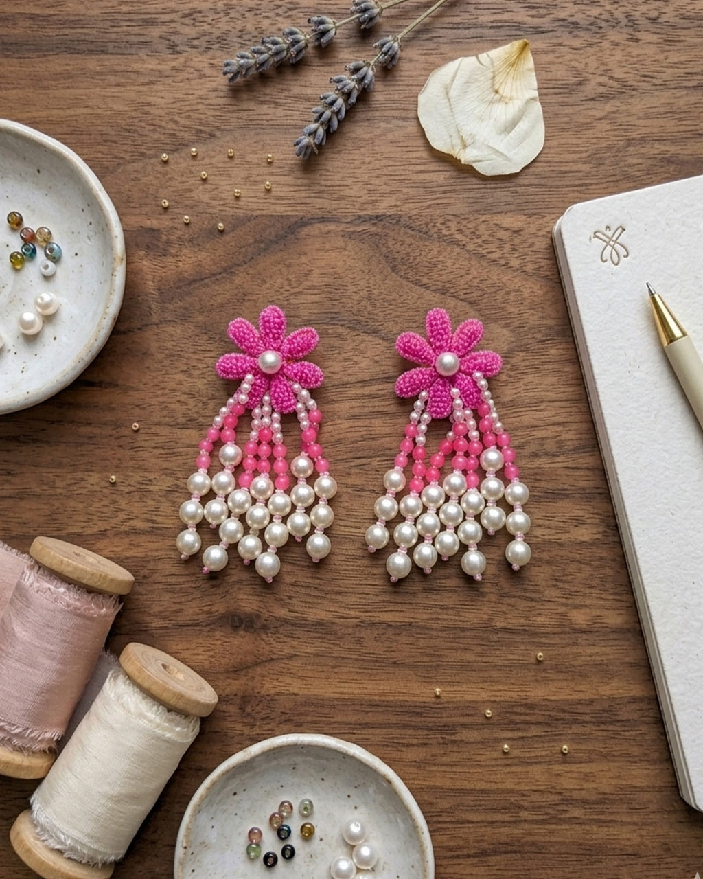 Floral Pearl Drop Earring