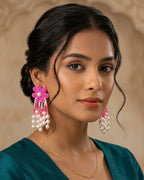 Floral Pearl Drop Earring
