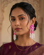 Floral Pearl Drop Earring