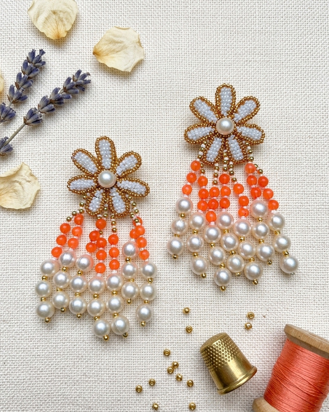 Floral Pearl Drop Earring