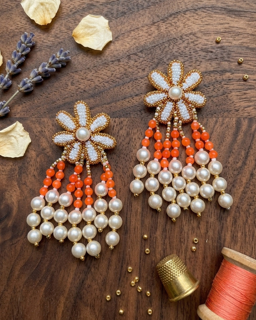 Floral Pearl Drop Earring