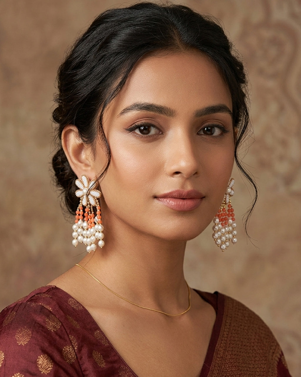 Floral Pearl Drop Earring