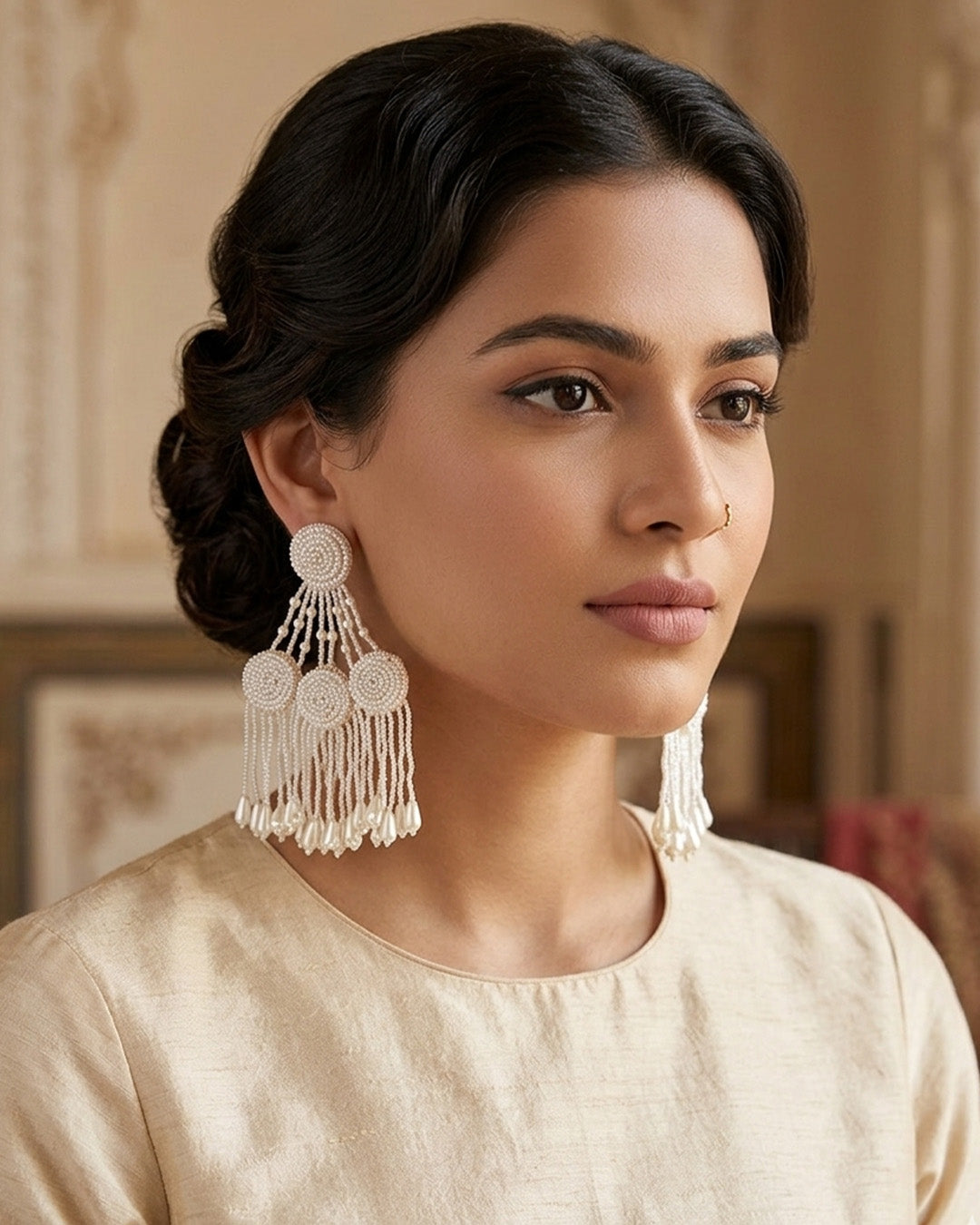 White Dangler Earring