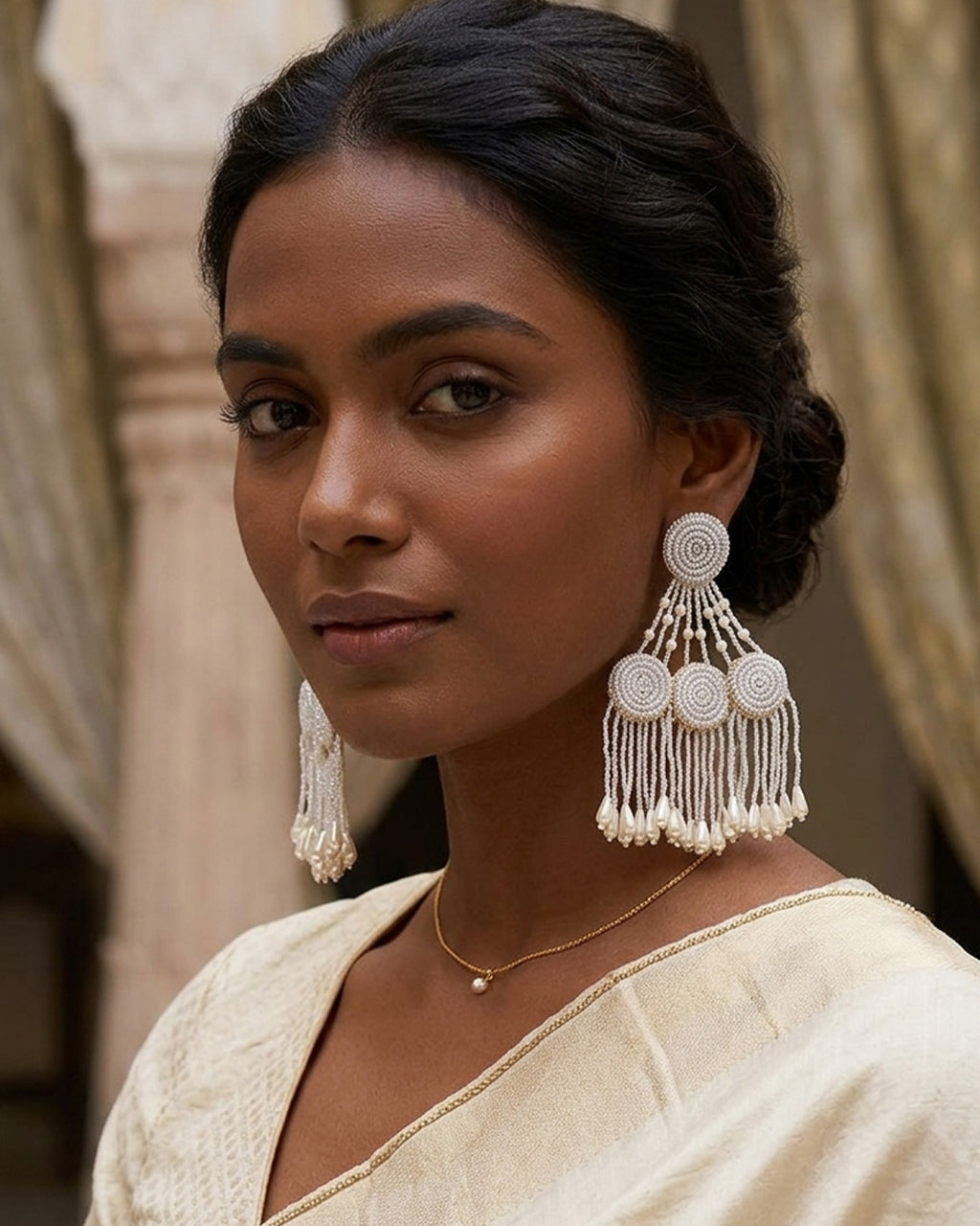 White Dangler Earring