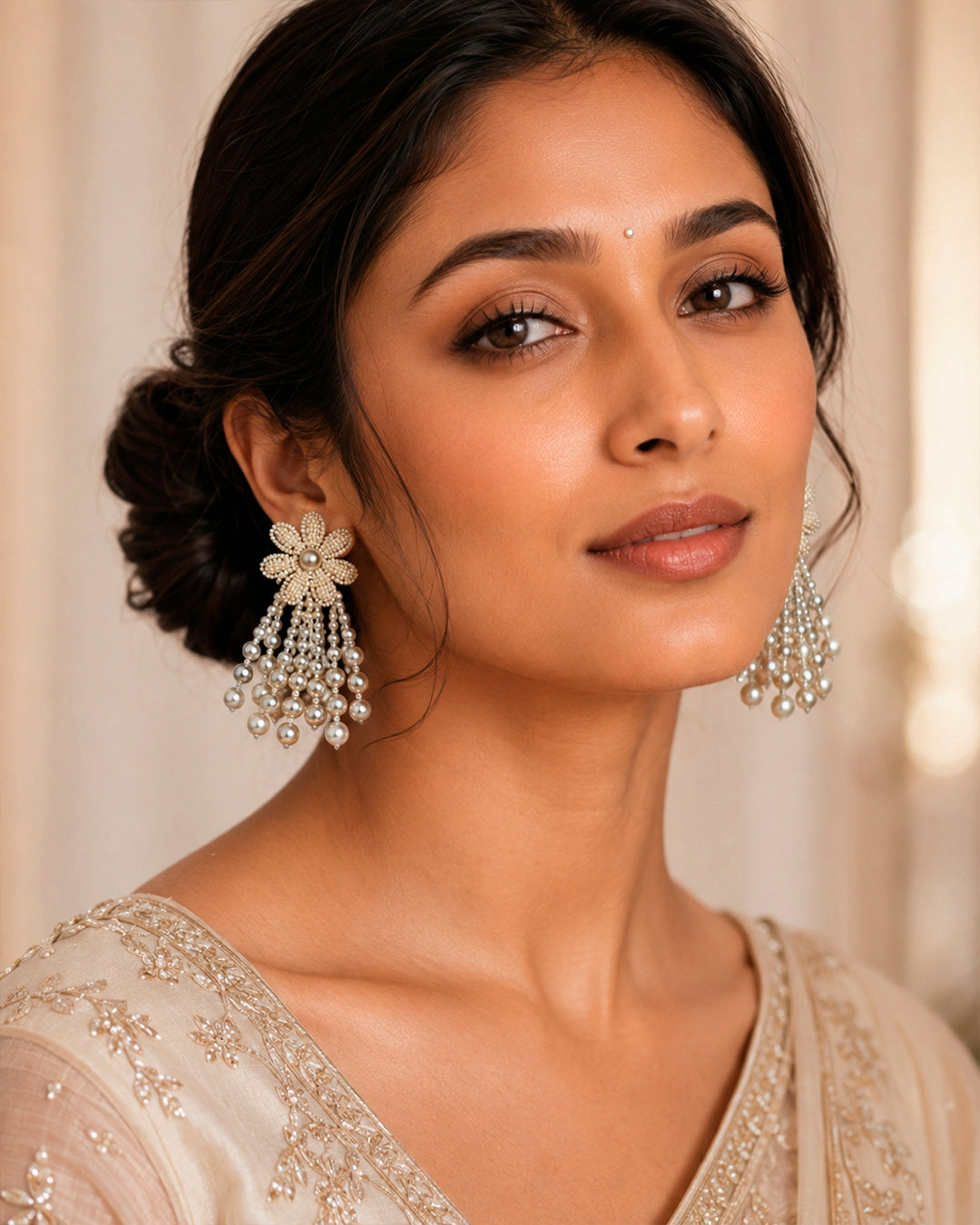 White Moti Pearl Dangler Earring