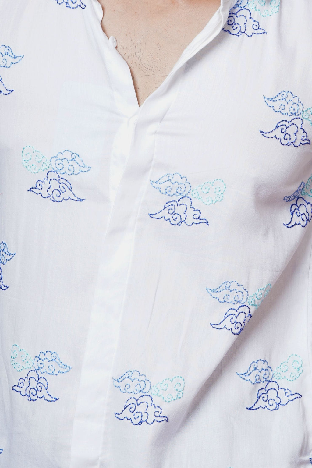 Full Sleeves Mens Shirt With Cloud Embroidery