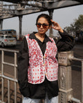 Floral Red And White Reversible Cotton Jacket