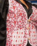 Floral Red And White Reversible Cotton Jacket