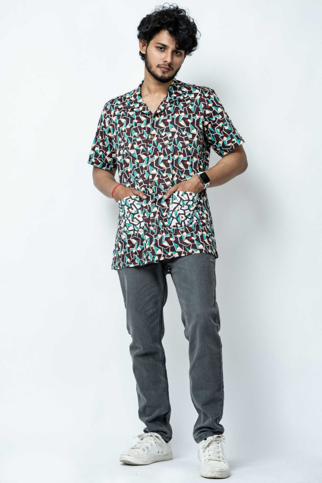 Hand Block Print Multi Colour Box Fit Shirt