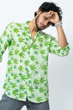 Hemp Motif Block Print Smart Fit Casual Full Sleeve Shirt