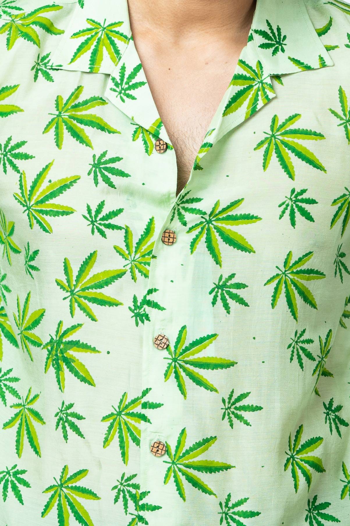 Hemp Motif Block Print Smart Fit Casual Full Sleeve Shirt