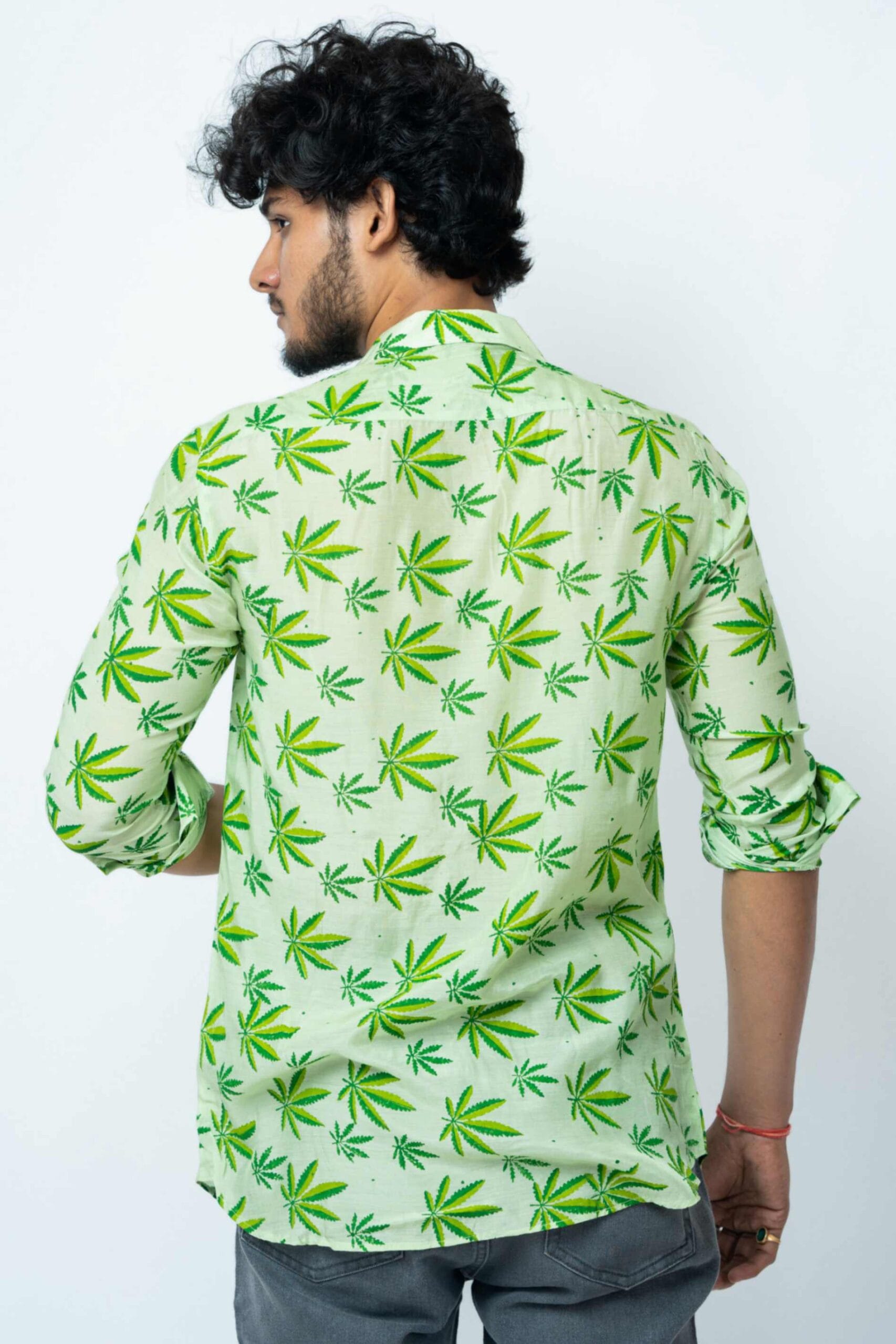 Hemp Motif Block Print Smart Fit Casual Full Sleeve Shirt