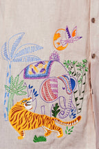 Jungle World Mens Half Sleeve Hand  Embroidered Shirt