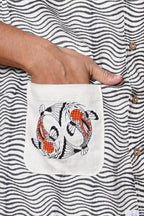 Koi Fish Embroidered Mens Casual Shirt