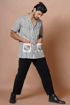 Koi Fish Embroidered Mens Casual Shirt