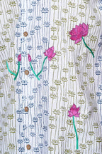 Lotus Hand Embroidered Mens Casual Shirt