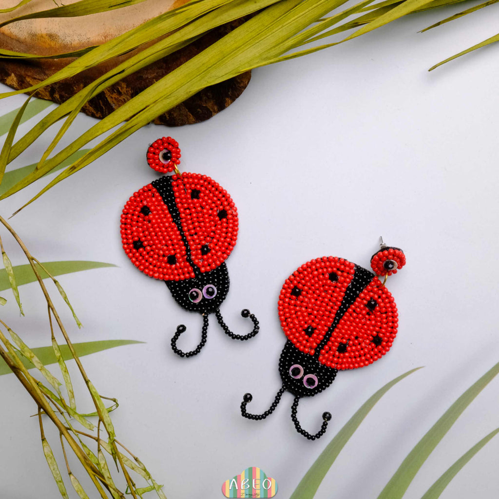 Lady Bug Bead Earring