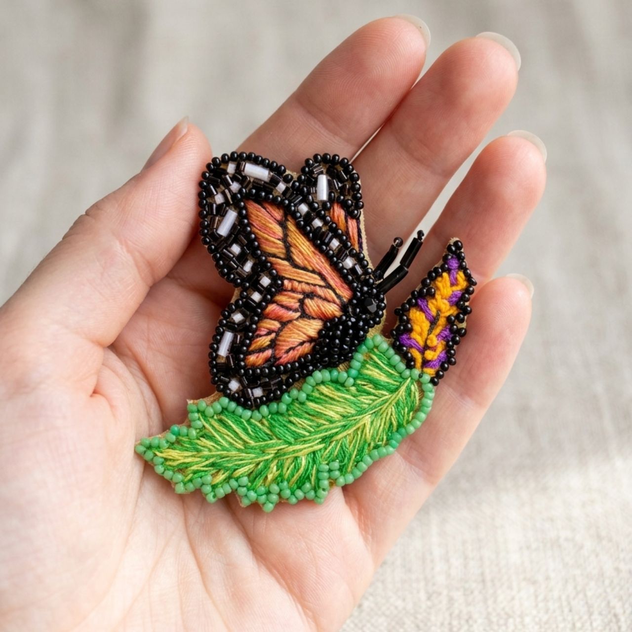 Leafy Butterfly Brooch
