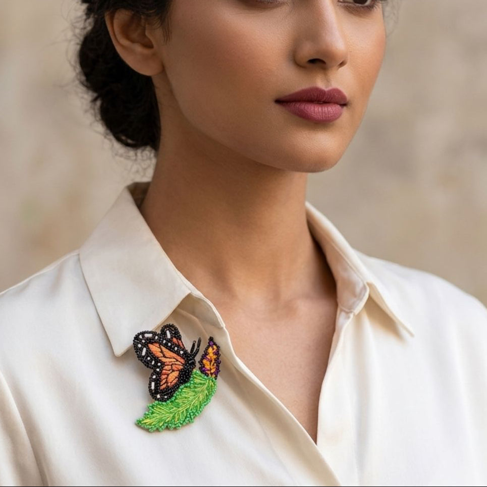 Leafy Butterfly Brooch