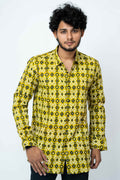 Mehendi Green Ikat Print Full Sleeve Shirt