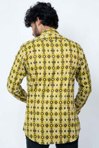 Mehendi Green Ikat Print Full Sleeve Shirt