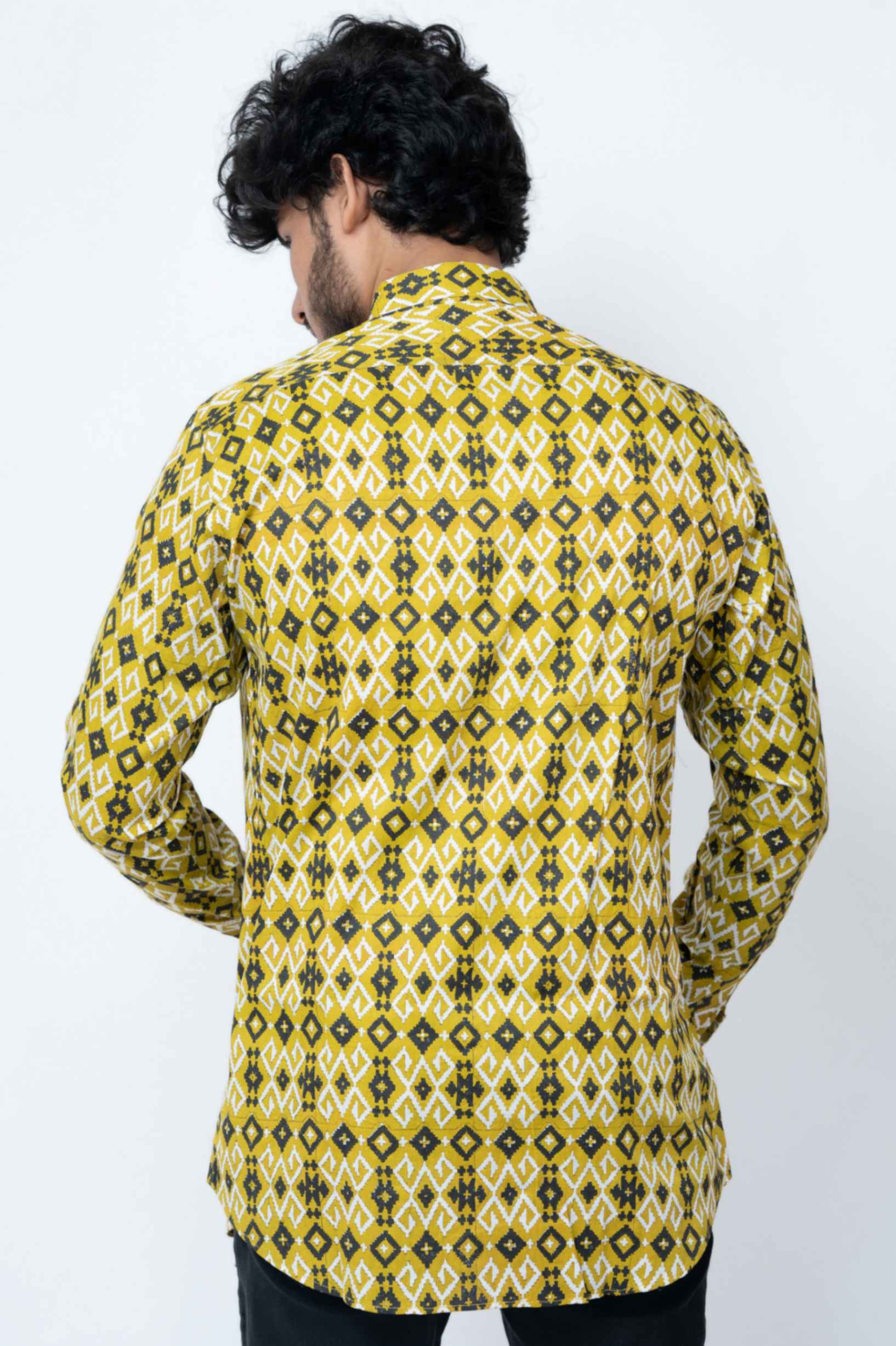Mehendi Green Ikat Print Full Sleeve Shirt