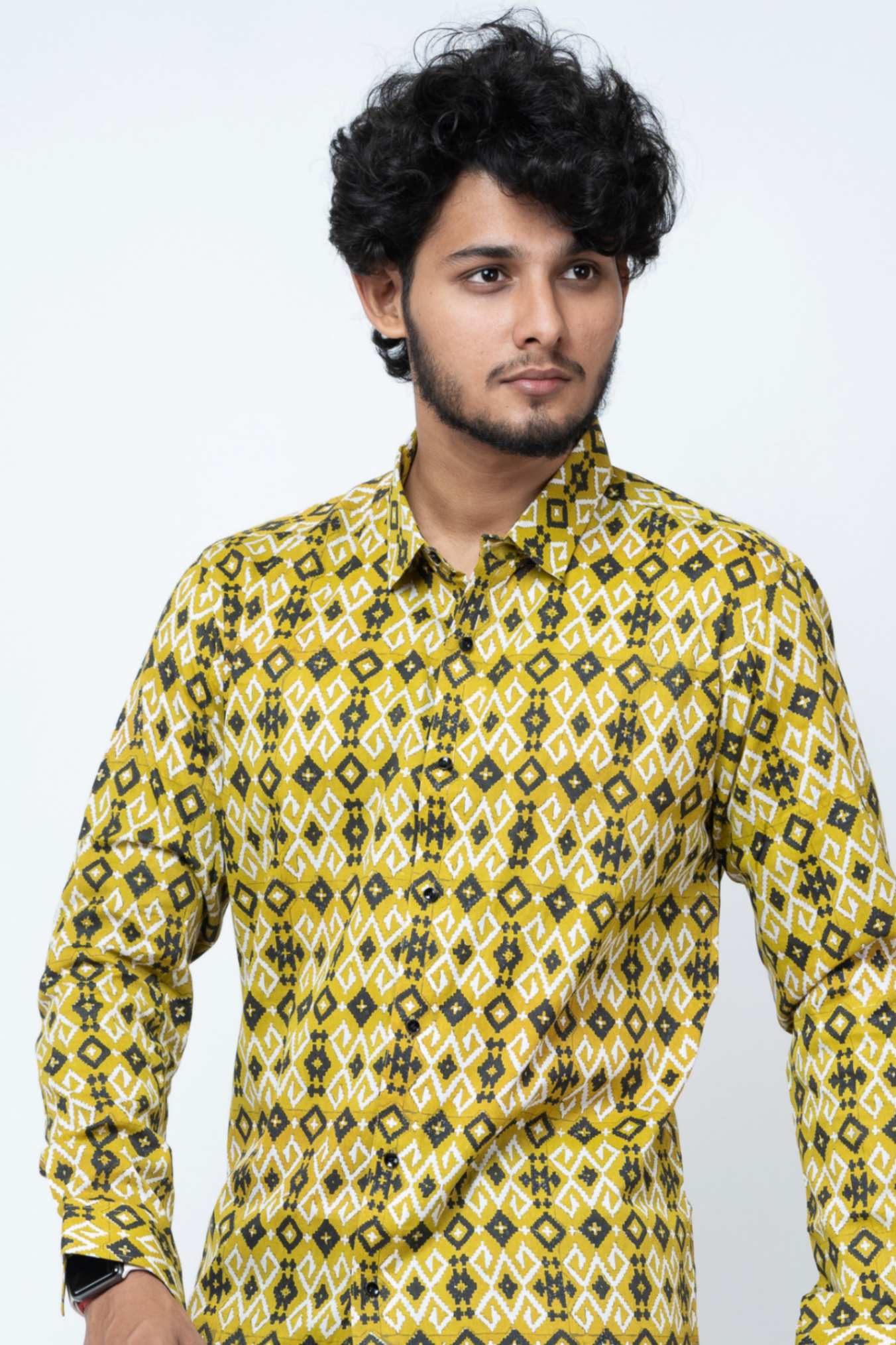 Mehendi Green Ikat Print Full Sleeve Shirt
