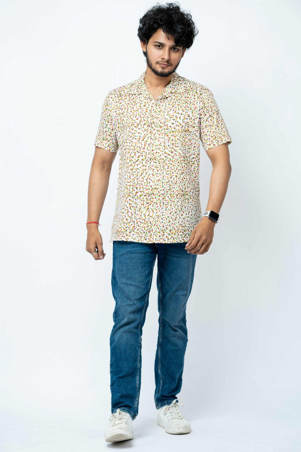 Multi Collor Dot  Print Mens Casual Shirt