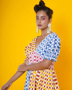 Multi Colour Checks Women Midi Dress
