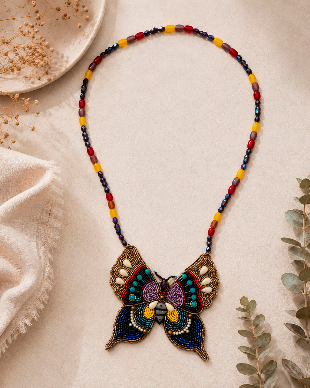 3D Embroidered Butterfly Neckpiece