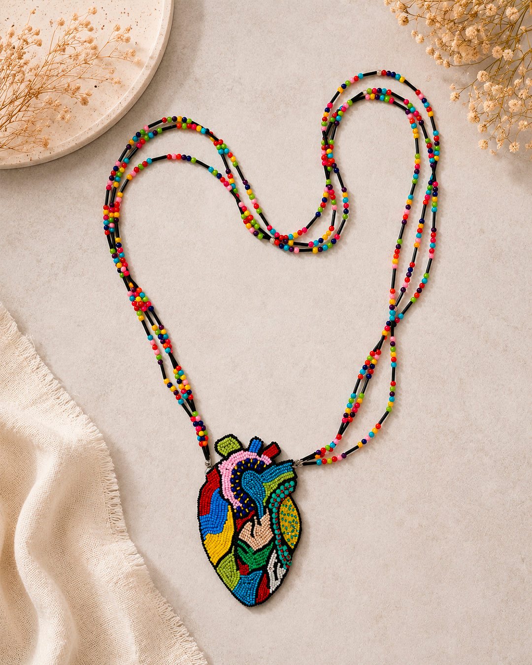 3D Heart Neckpiece - Multicolour