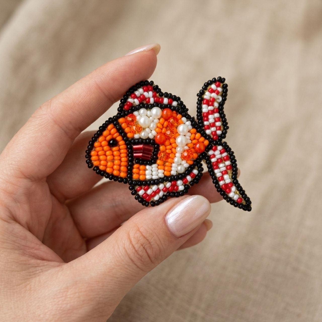 Orange Fish Brooch