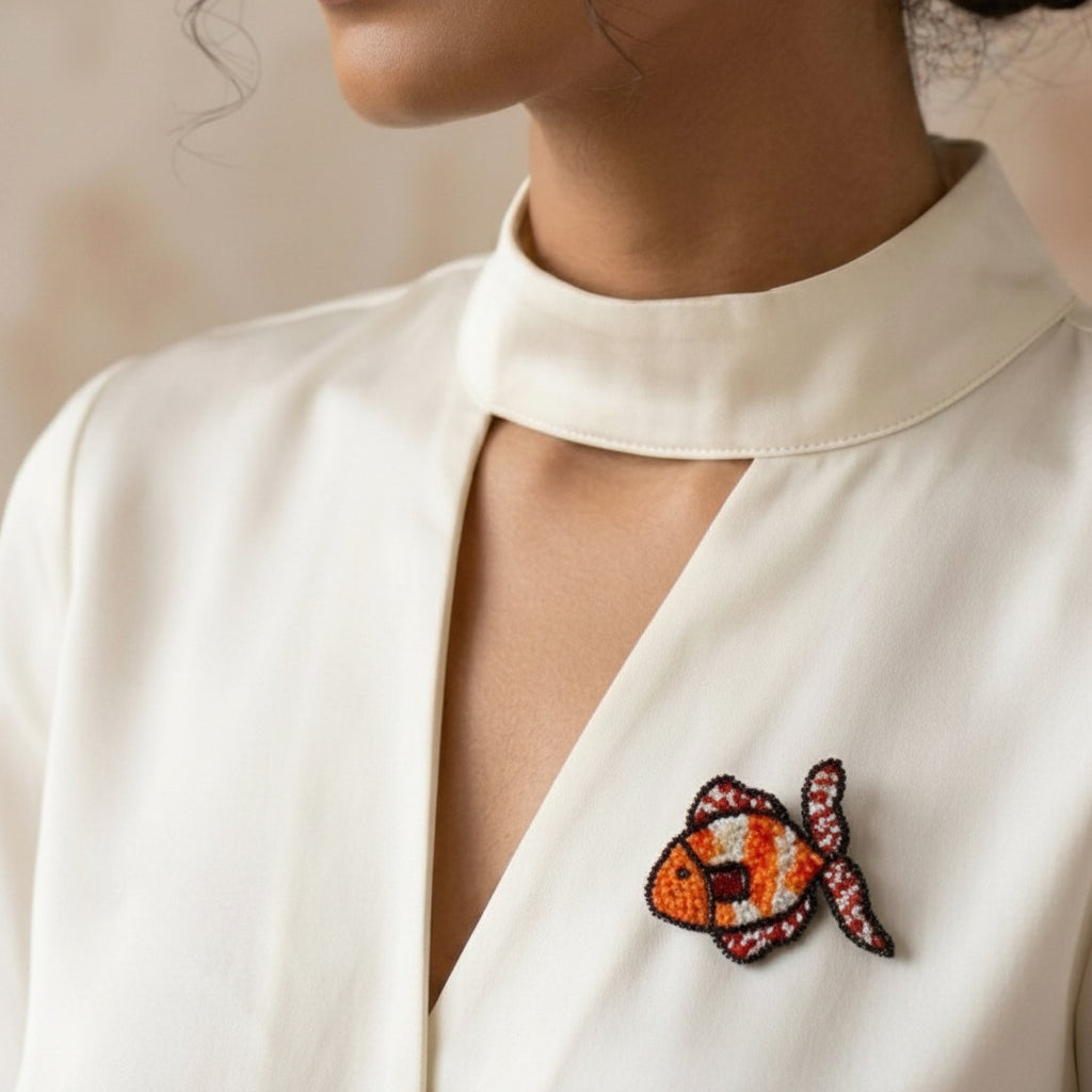 Orange Fish Brooch