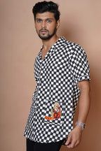 Panda Embroidered Mens Casual Half Sleeve Shirt