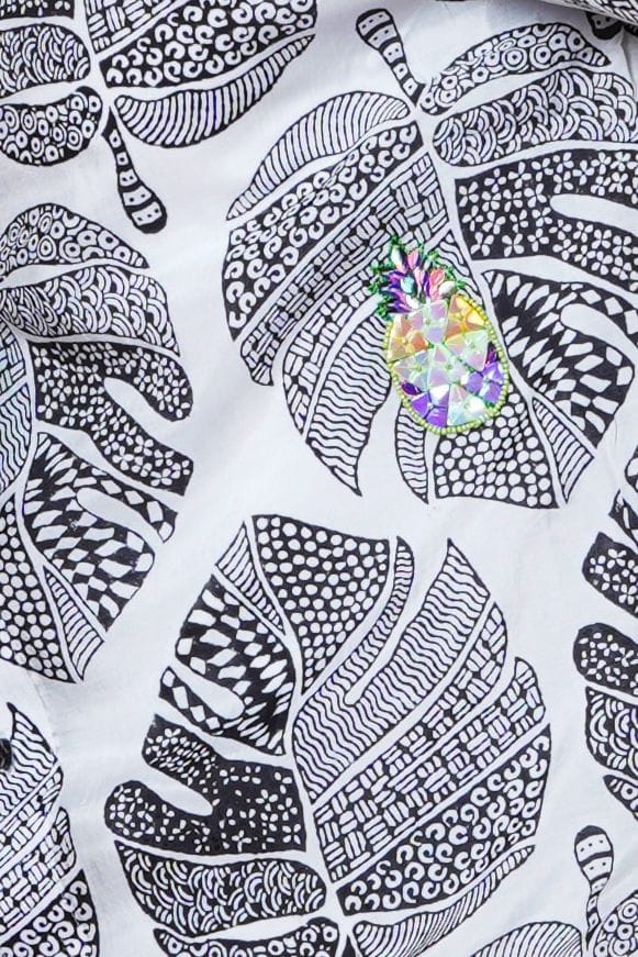 Pineapple Highlight Hand Embroidered Mens Half Sleeve Shirt