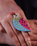 Multicolour Bird beaded ring