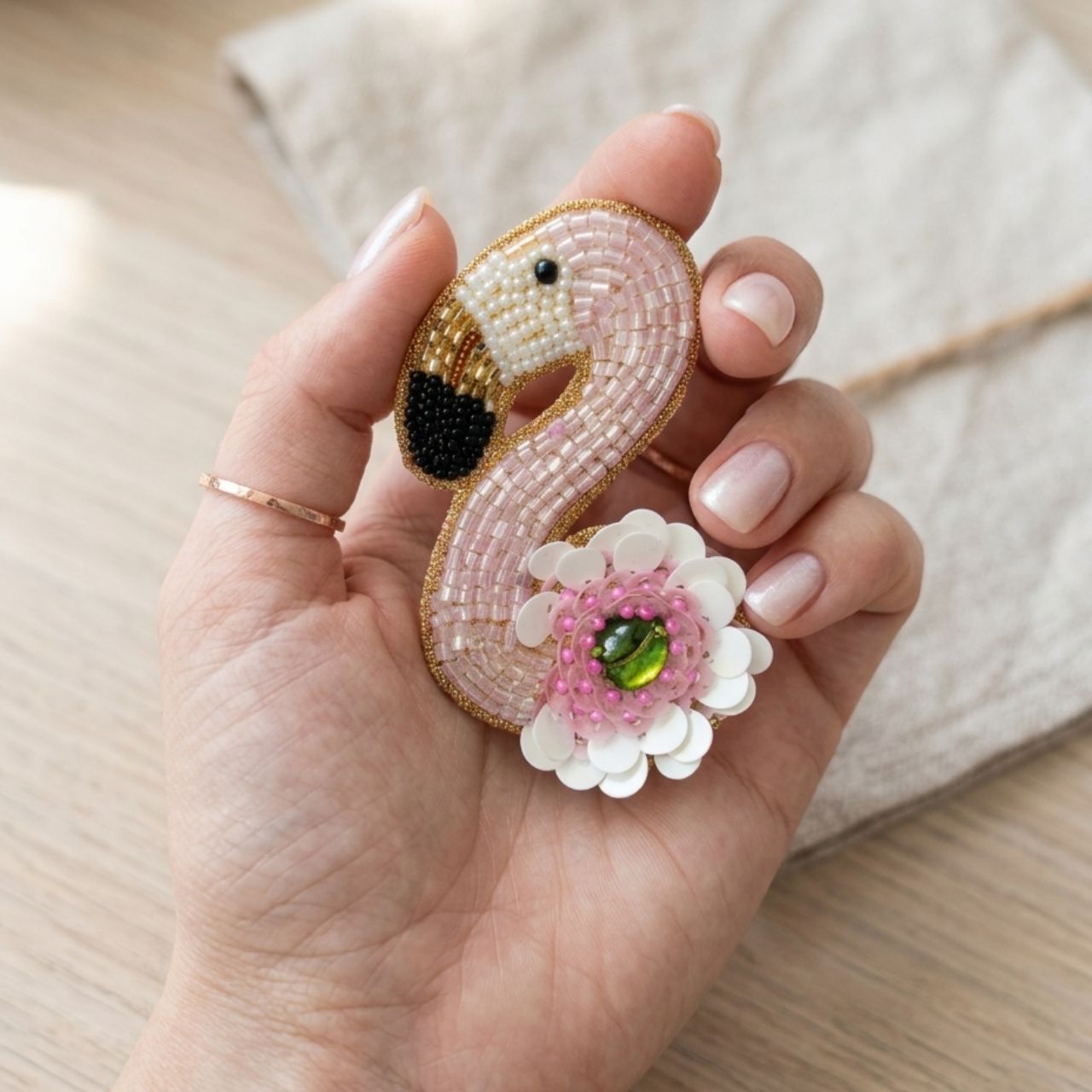 Pink Flamingo Brooch Pin