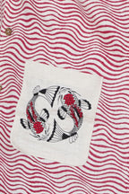 Red Koi Fish Embroidered Mens Casual Shirt