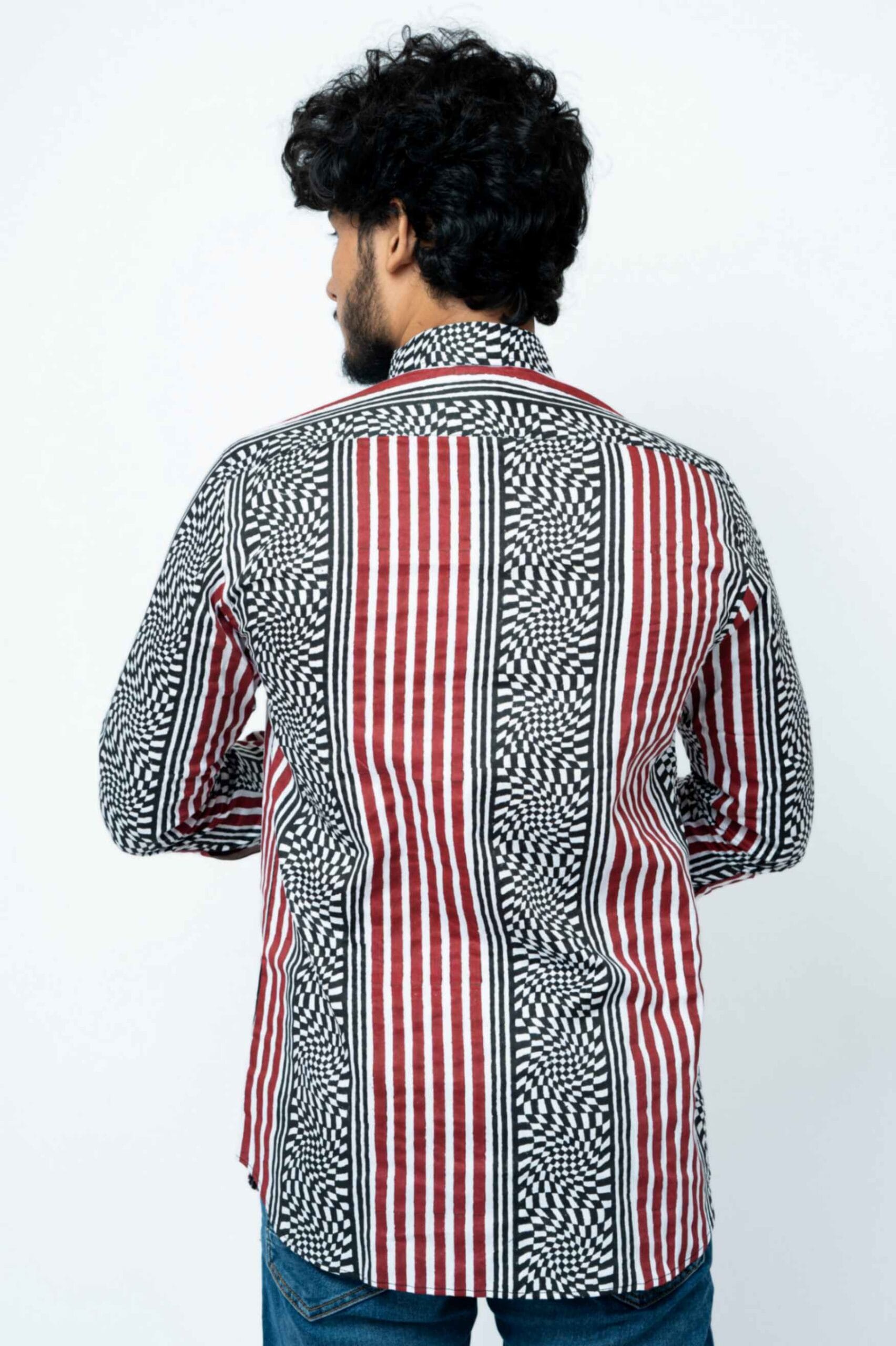Red And Black Stripe Mens Full Sleeve Shirt