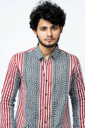 Red And Black Stripe Mens Full Sleeve Shirt
