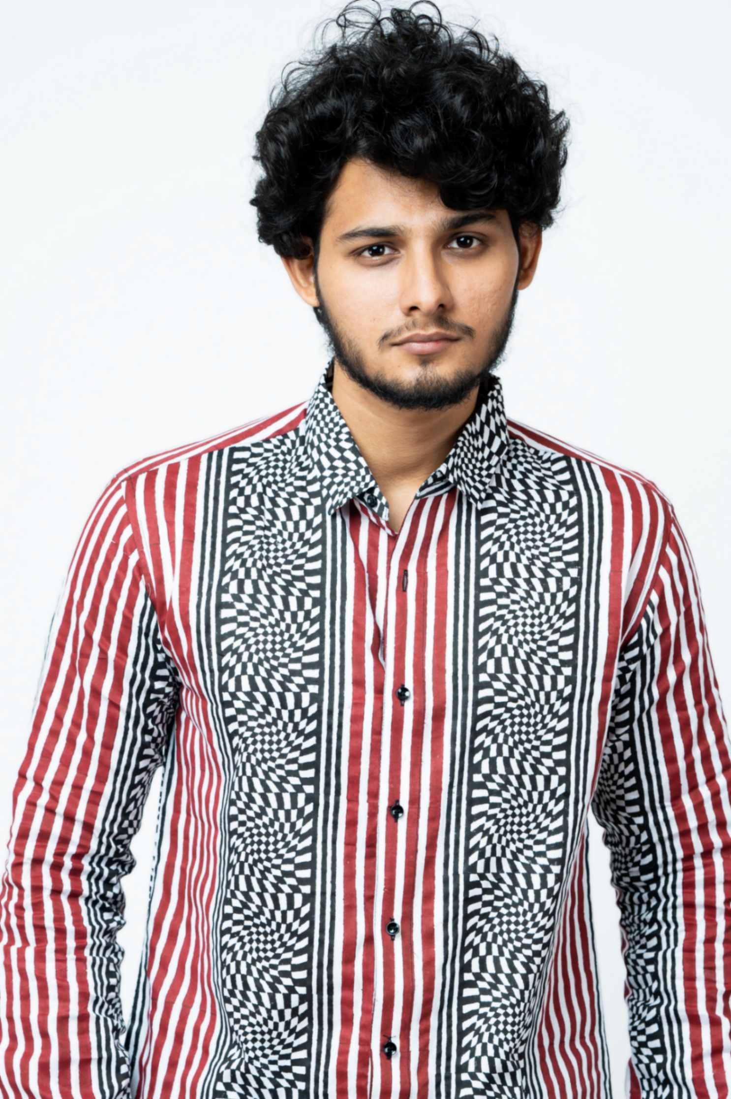 Red And Black Stripe Mens Full Sleeve Shirt