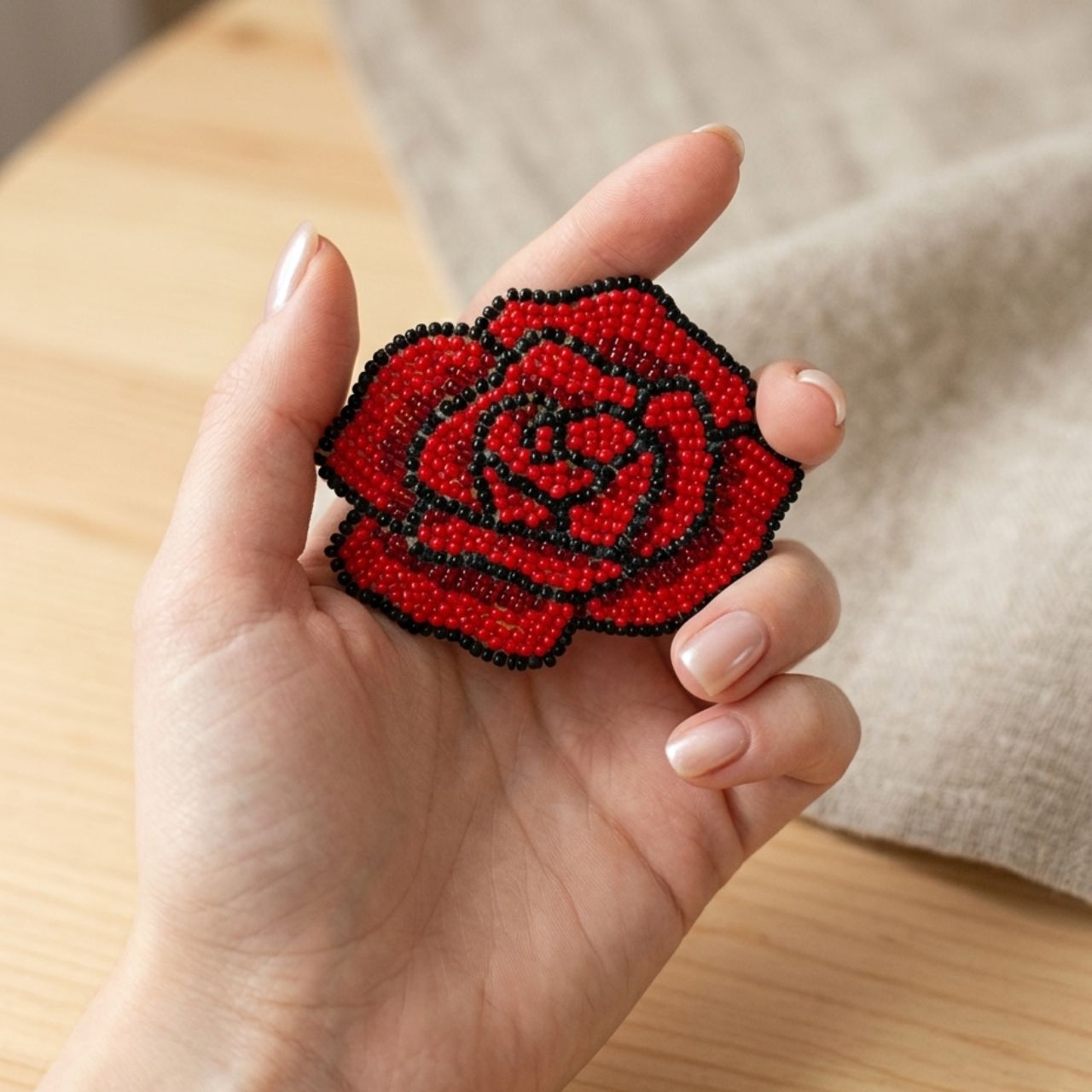 Red Rose Brooch Pin
