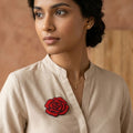 Red Rose Brooch Pin