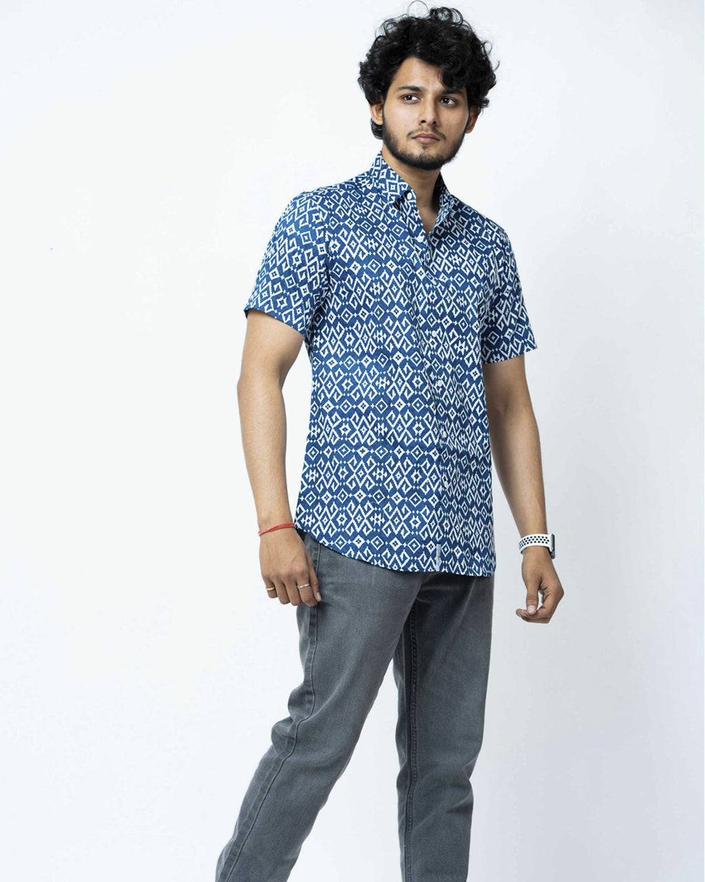 Blue Ikat Print Regular Print Cotton Shirt