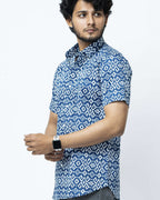 Blue Ikat Print Regular Print Cotton Shirt