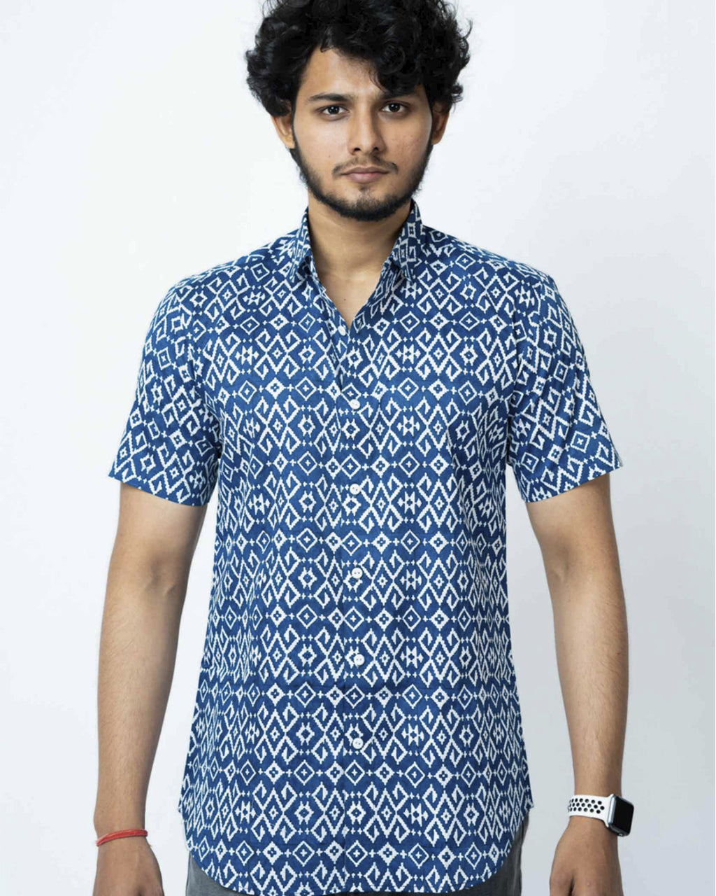 Blue Ikat Print Regular Print Cotton Shirt