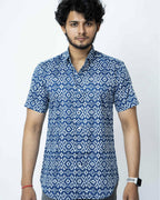 Blue Ikat Print Regular Print Cotton Shirt